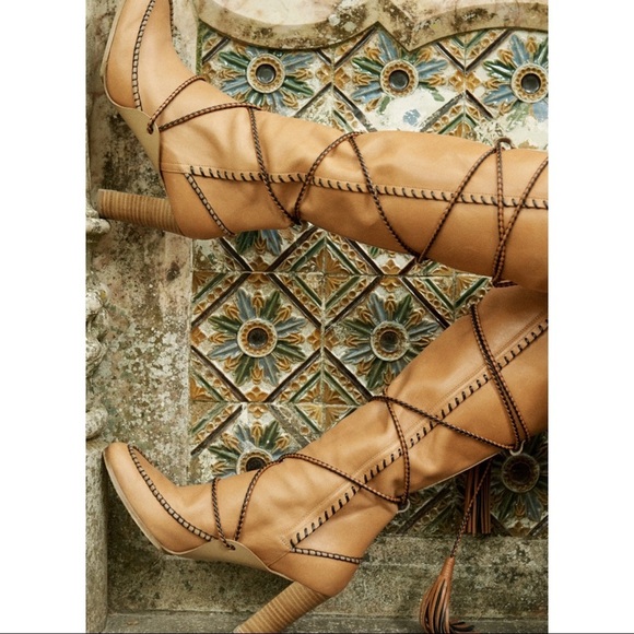 Ulla Johnson Atlas Moccasin Raven Black Bohemian Wrap Braided Knee Boots 5 - Picture 8 of 16